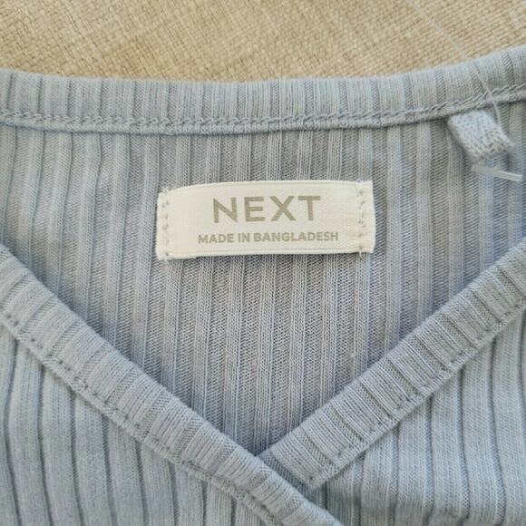 Next Pale Blue Ribbed Wrap Top - Picture 7 of 9